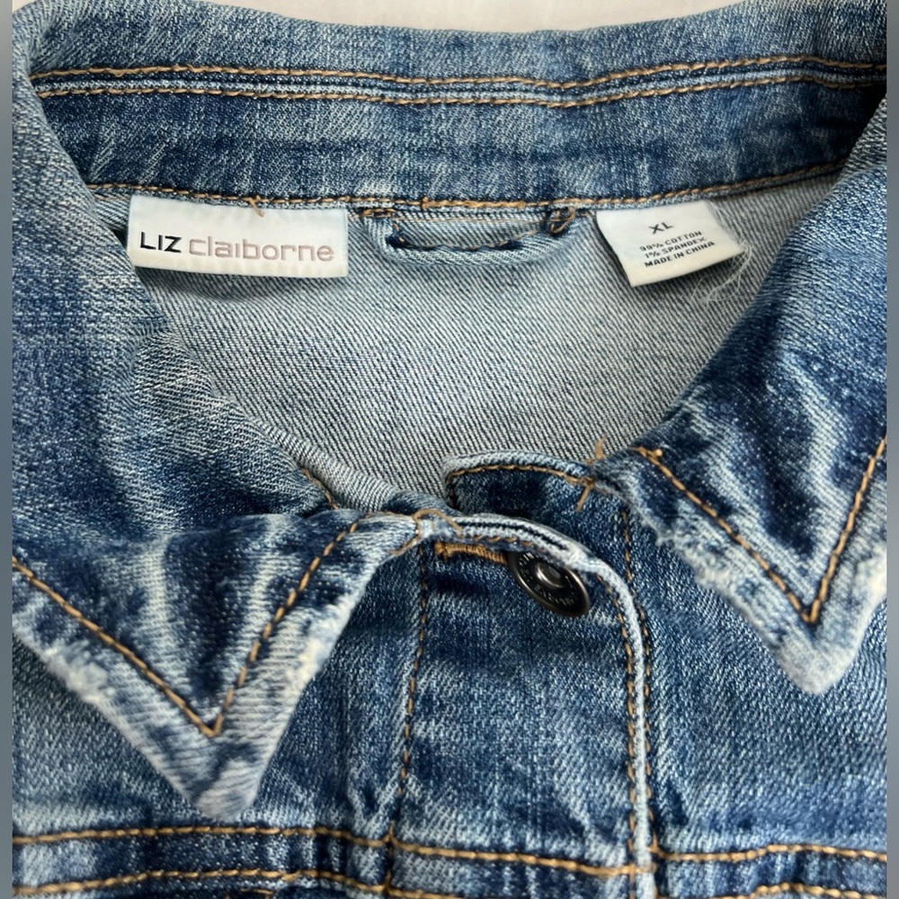 Liz Claiborne Denim blue Womens Jacket X Large Button Front Pockets - Picture 6 of 9